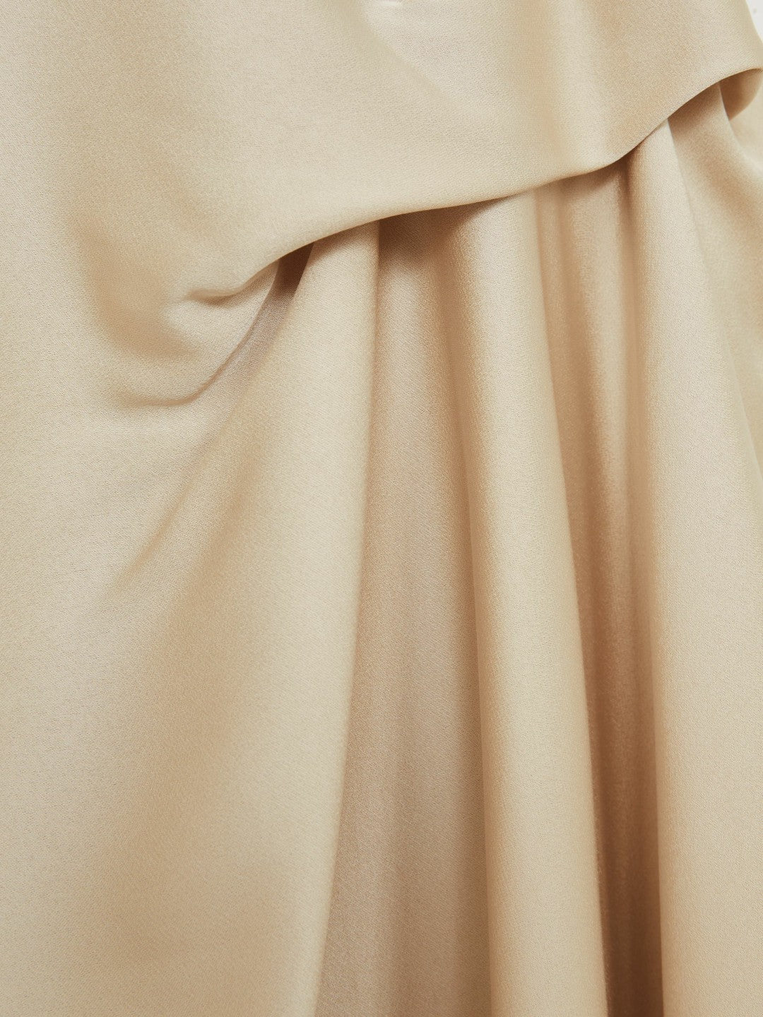Satin Tuck-Detail Cape Midi Dress in Champagne Neutral | Reiss Women Popular