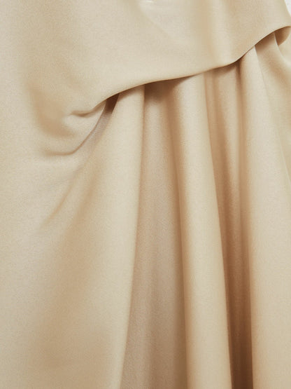 Satin Tuck-Detail Cape Midi Dress in Champagne Neutral | Reiss Women Popular