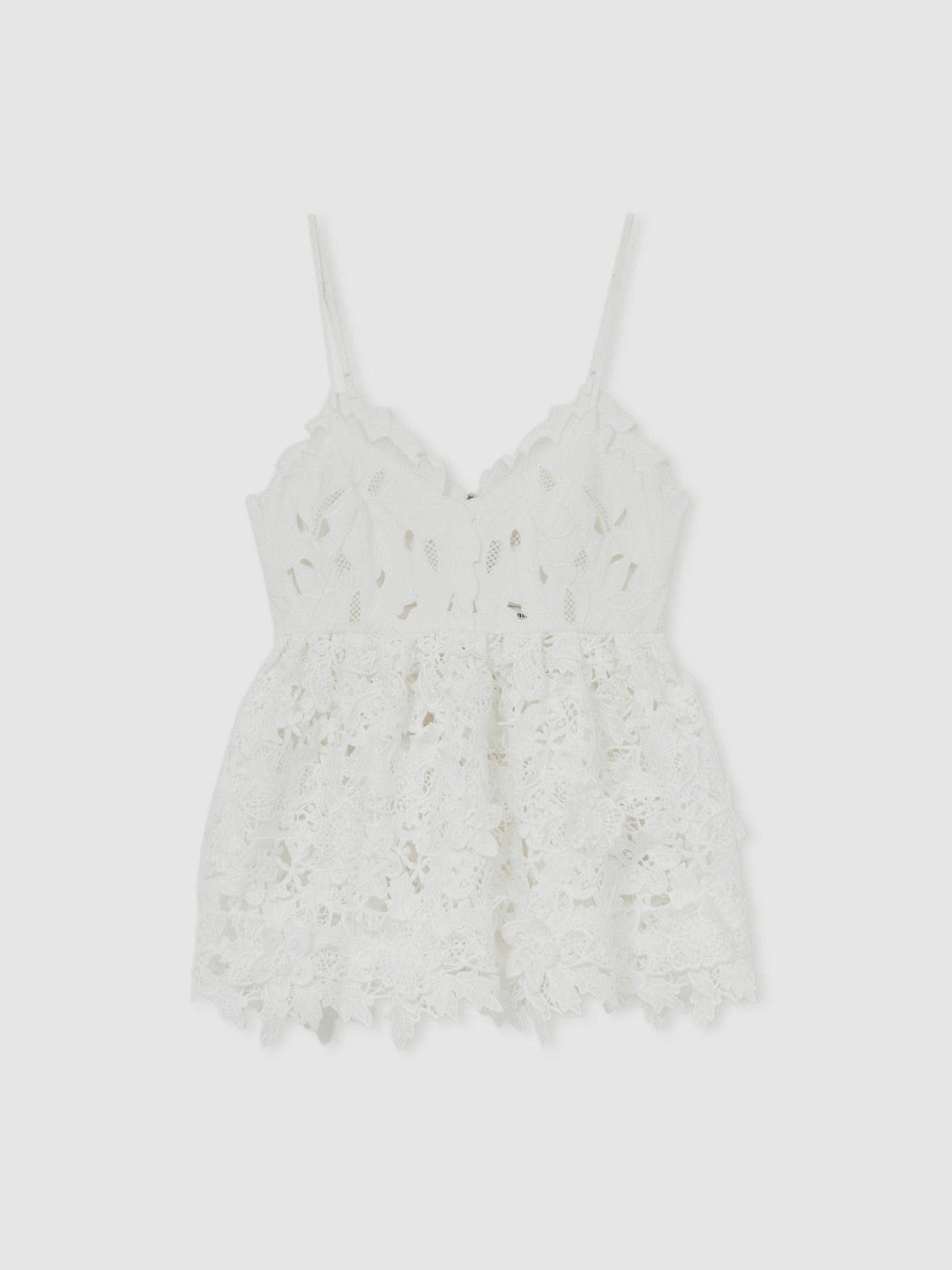 Cotton Cut Out Lace Cami Top in Ivory | Reiss Women Premium