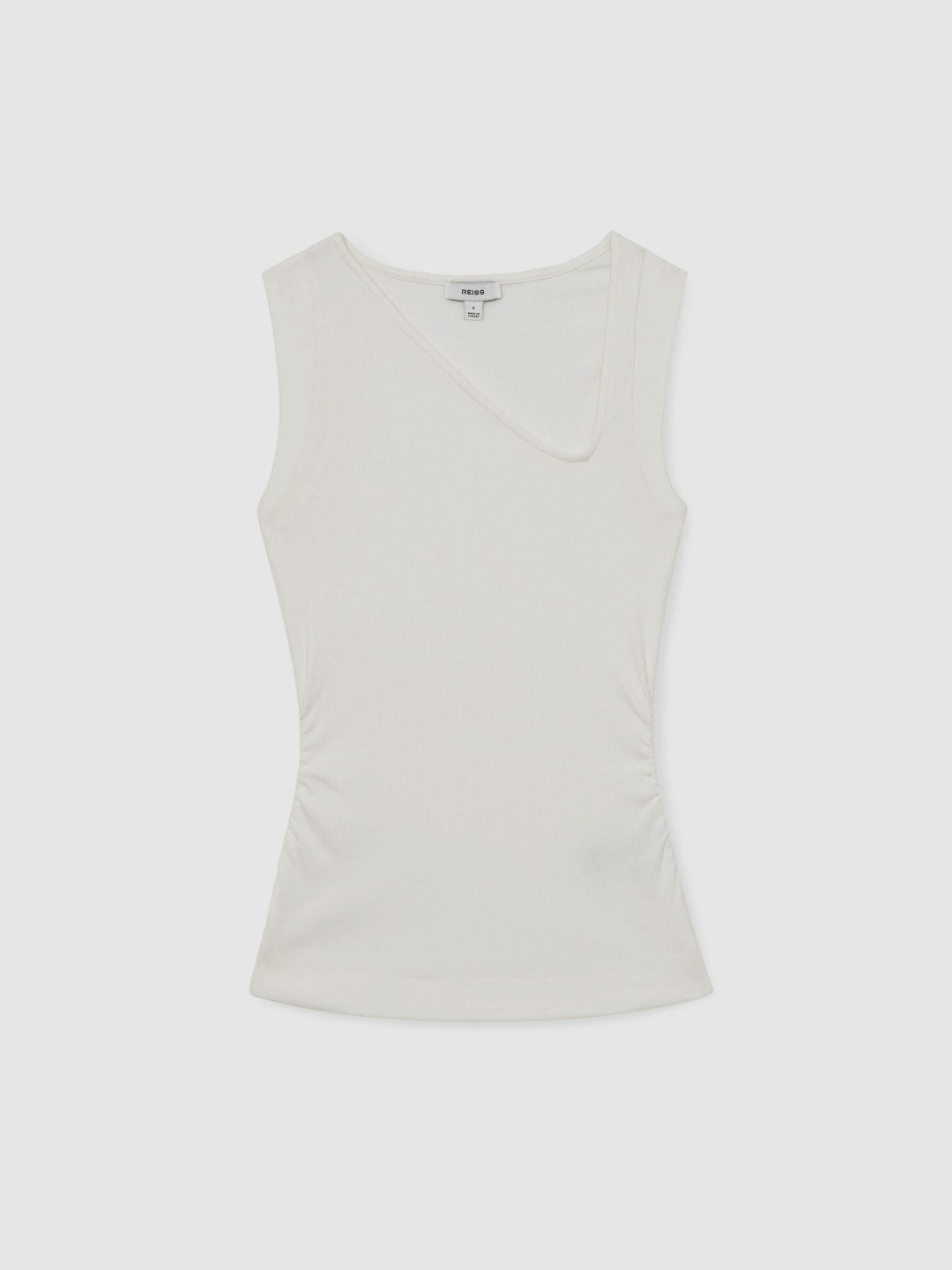 Stretch-Cotton Ribbed Asymmetric Vest in White | Reiss Women Signature