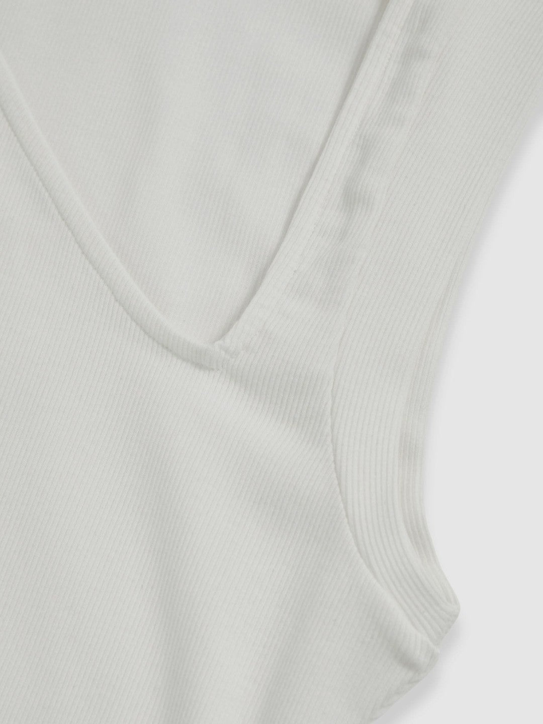 Stretch-Cotton Ribbed Asymmetric Vest in White | Reiss Women Signature