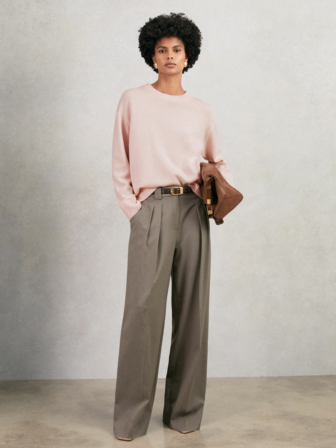 Wool-Cashmere Crew-Neck Jumper in Pink | Reiss Women Popular