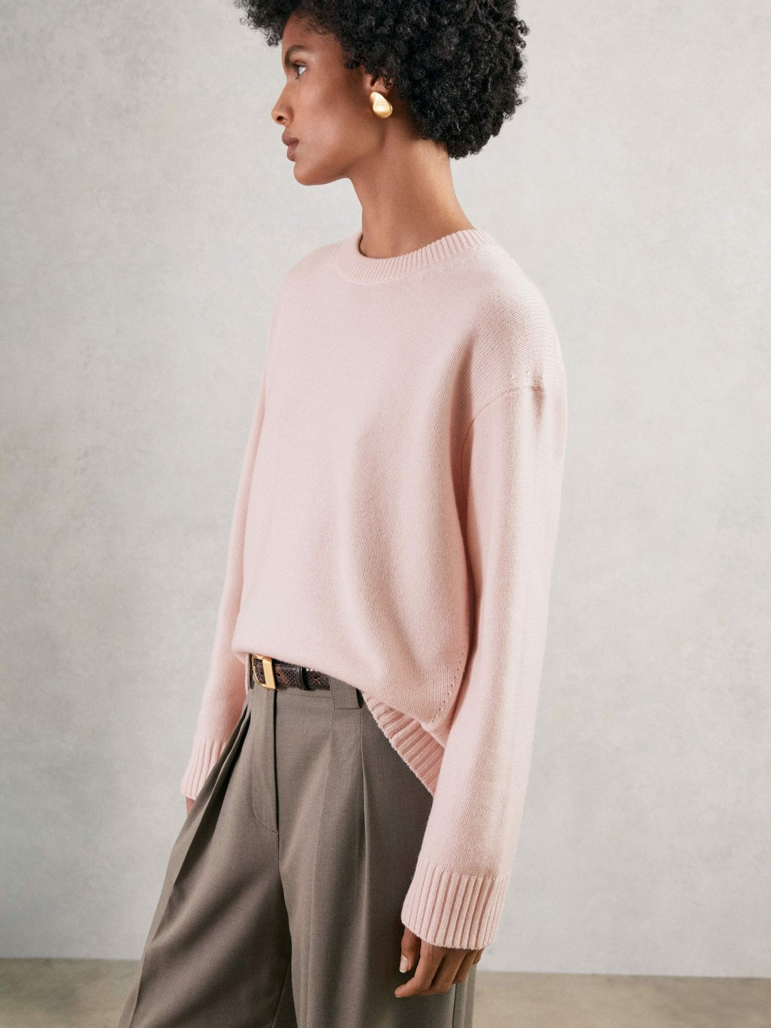 Wool-Cashmere Crew-Neck Jumper in Pink | Reiss Women Popular