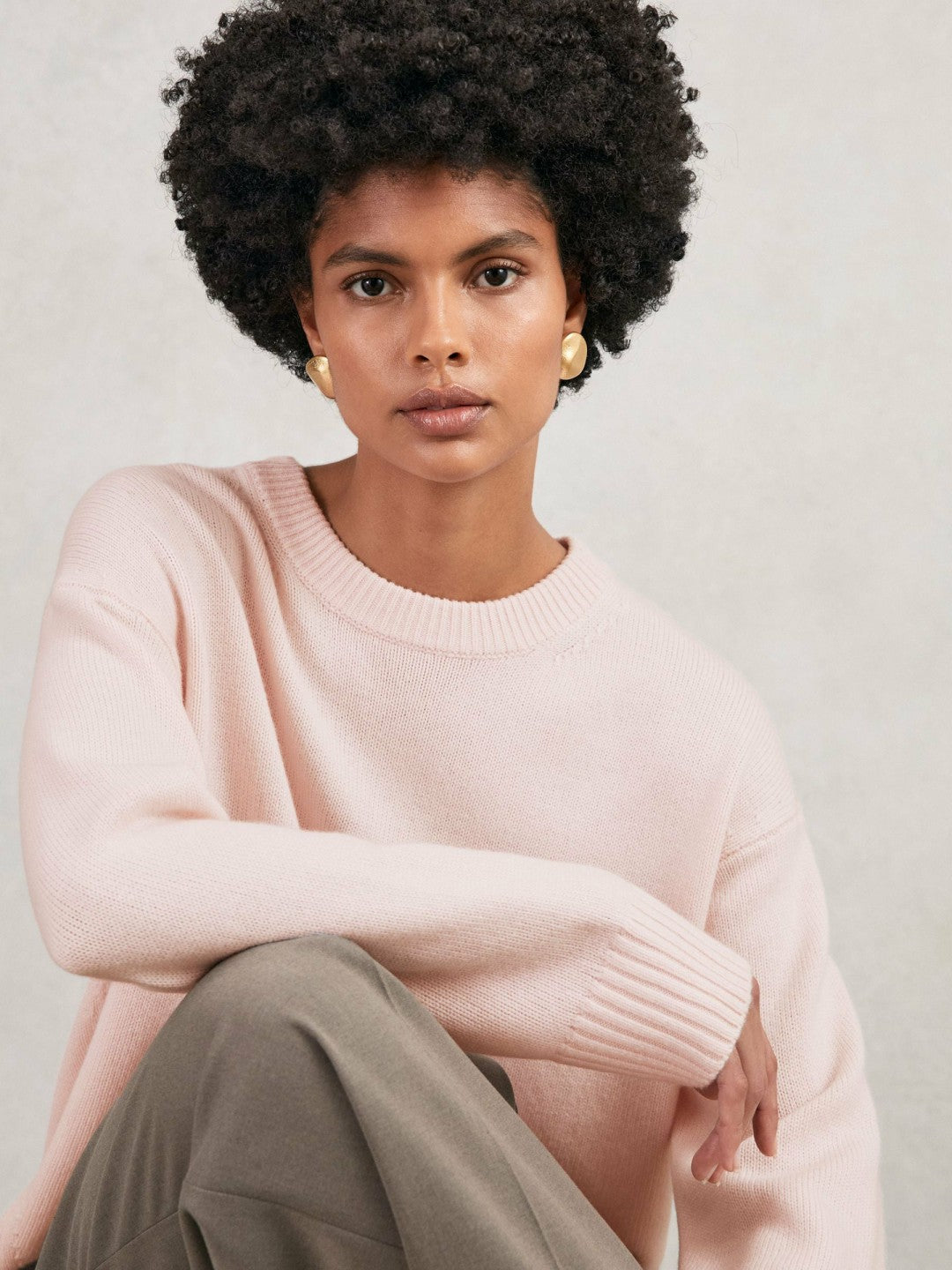 Wool-Cashmere Crew-Neck Jumper in Pink | Reiss Women Popular