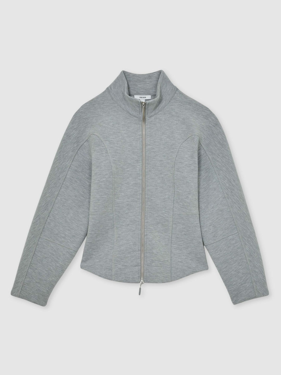 Funnel-Neck Zip-Through Sweatshirt in Grey | Reiss Women Best Seller