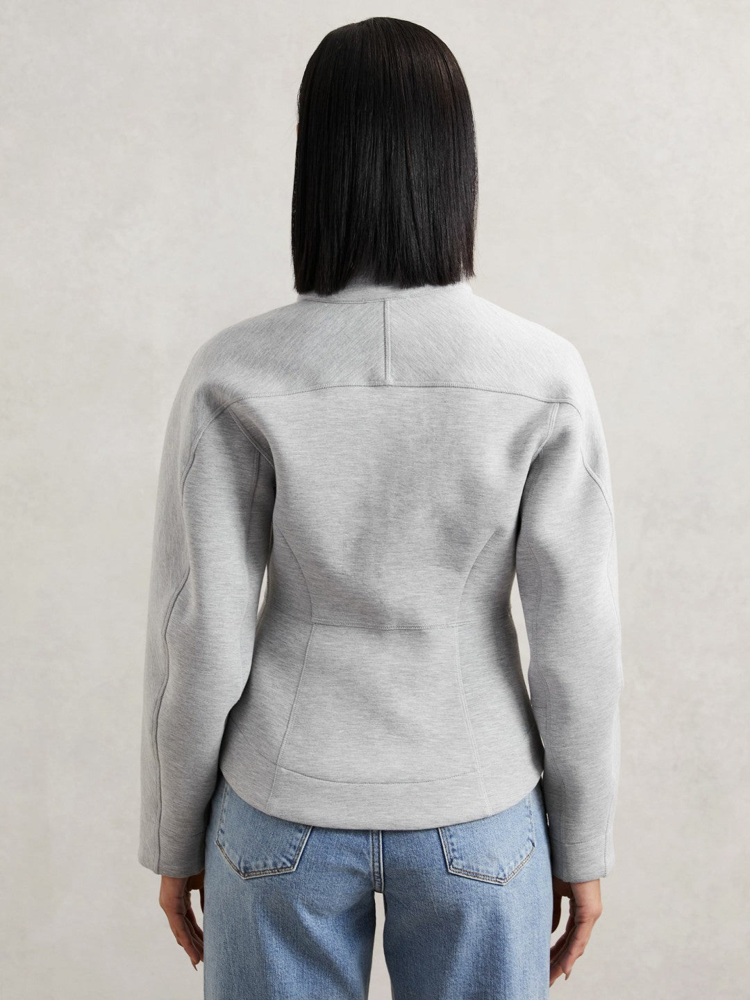 Funnel-Neck Zip-Through Sweatshirt in Grey | Reiss Women Best Seller