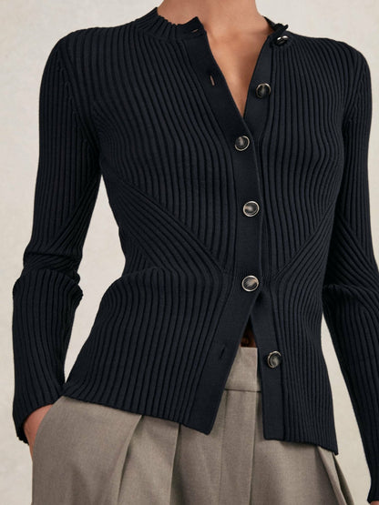 Button Front Knit Cardigan in Navy | Reiss Women Best Seller