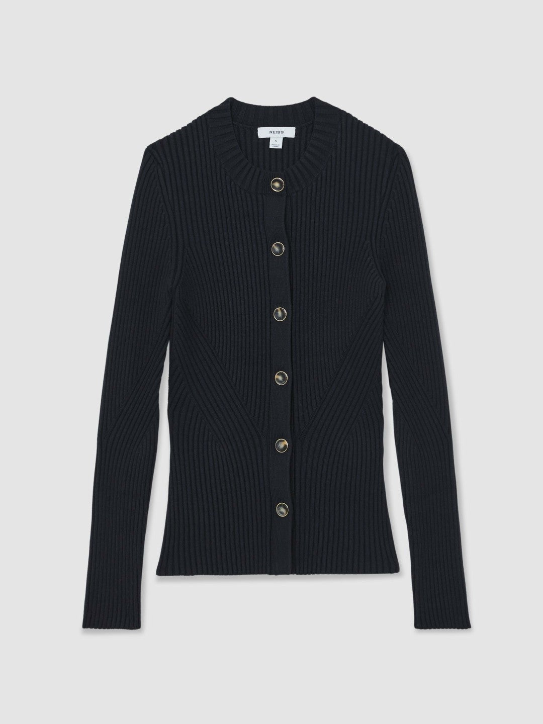 Button Front Knit Cardigan in Navy | Reiss Women Best Seller
