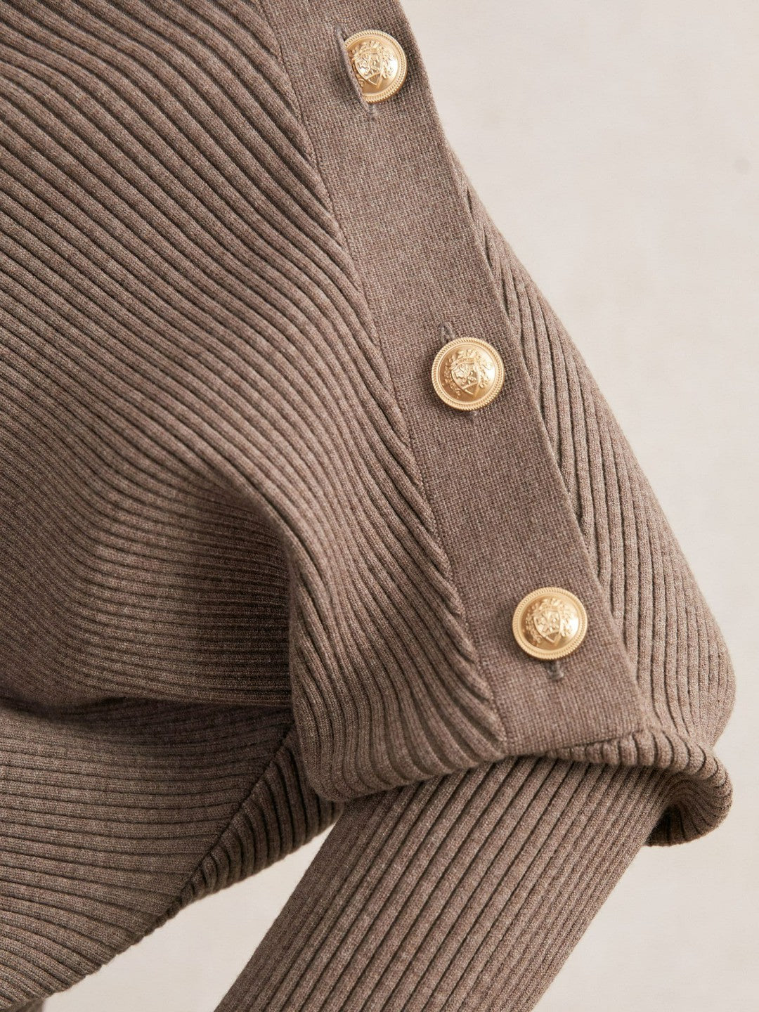 Rib-Knit Button Shawl Jumper in Taupe | Reiss Women Best Seller