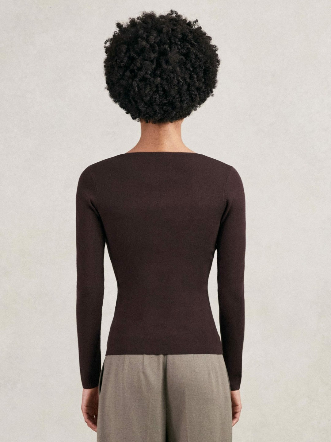 Chain-Detail Keyhole Knit Top in Plum | Reiss Women New