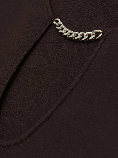 Chain-Detail Keyhole Knit Top in Plum | Reiss Women New