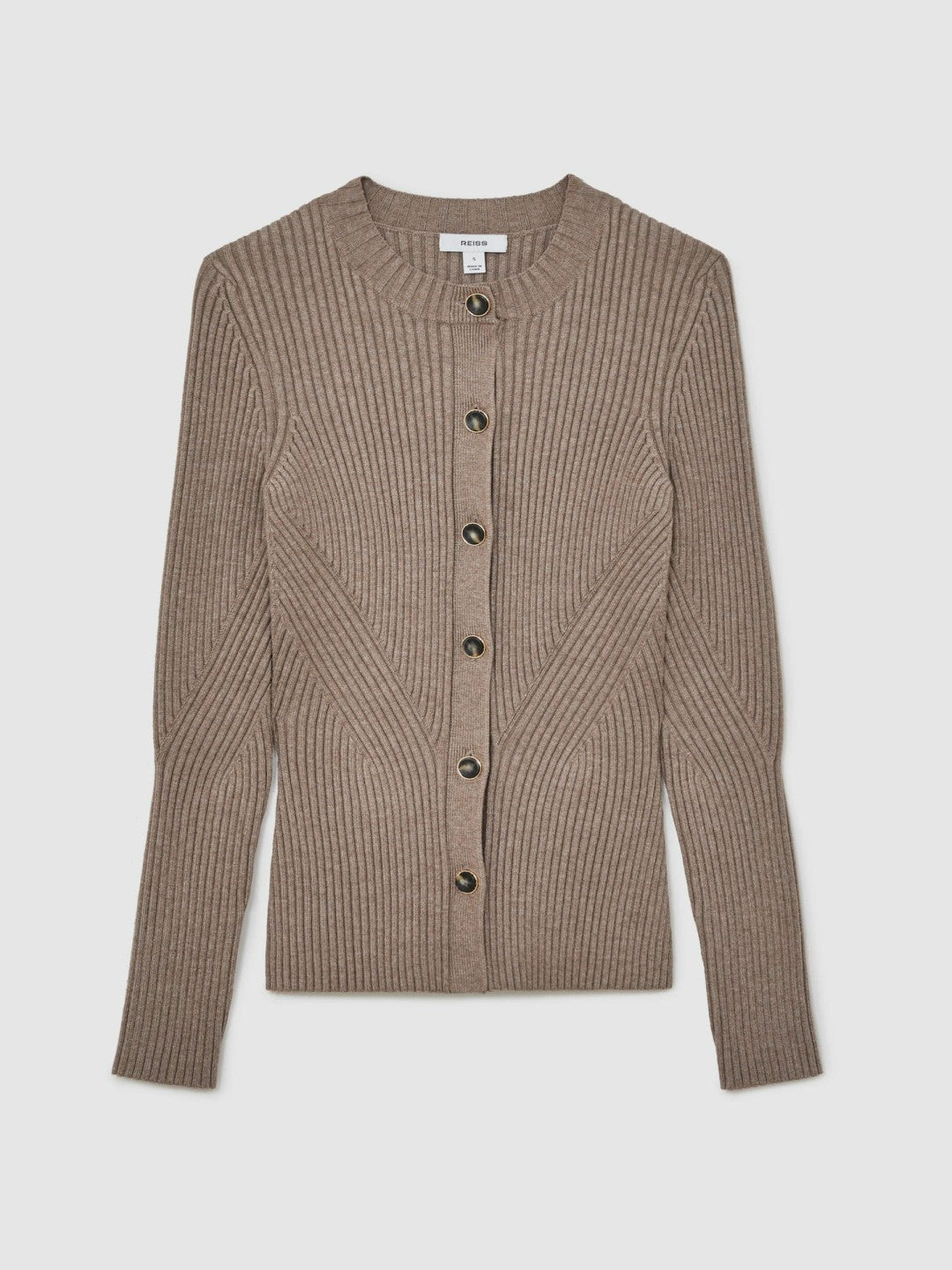 Button Front Knit Cardigan in Stone | Reiss Women Best Seller