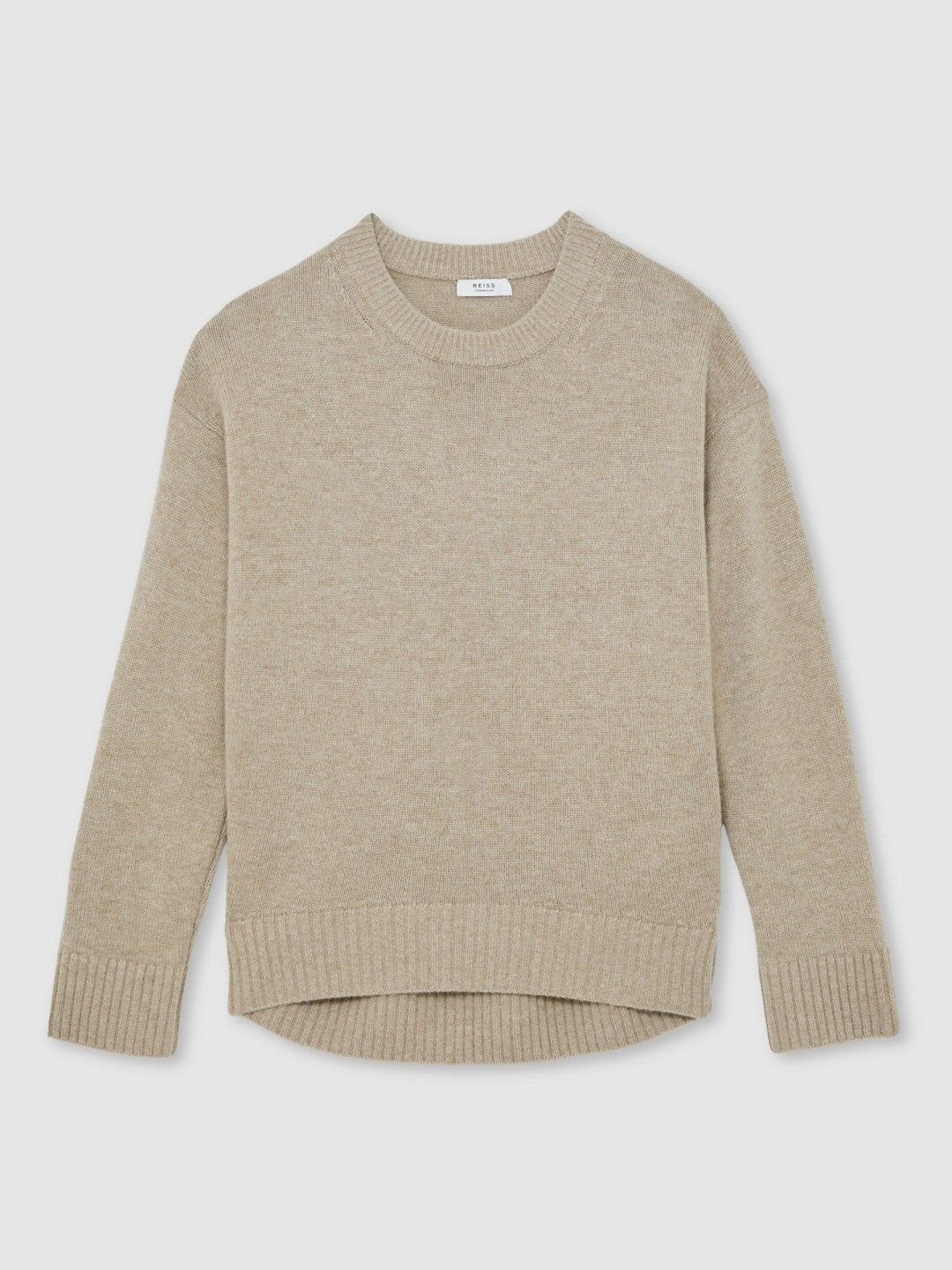 Wool-Cashmere Crew-Neck Jumper in Stone | Reiss Women Signature