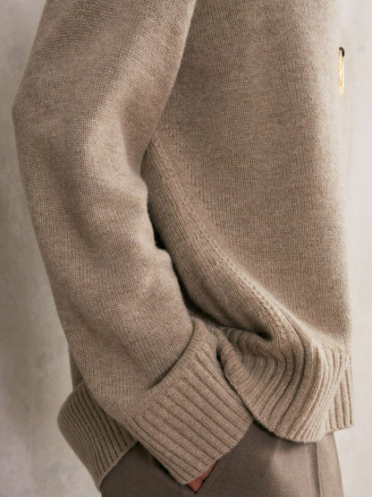 Wool-Cashmere Crew-Neck Jumper in Stone | Reiss Women Signature