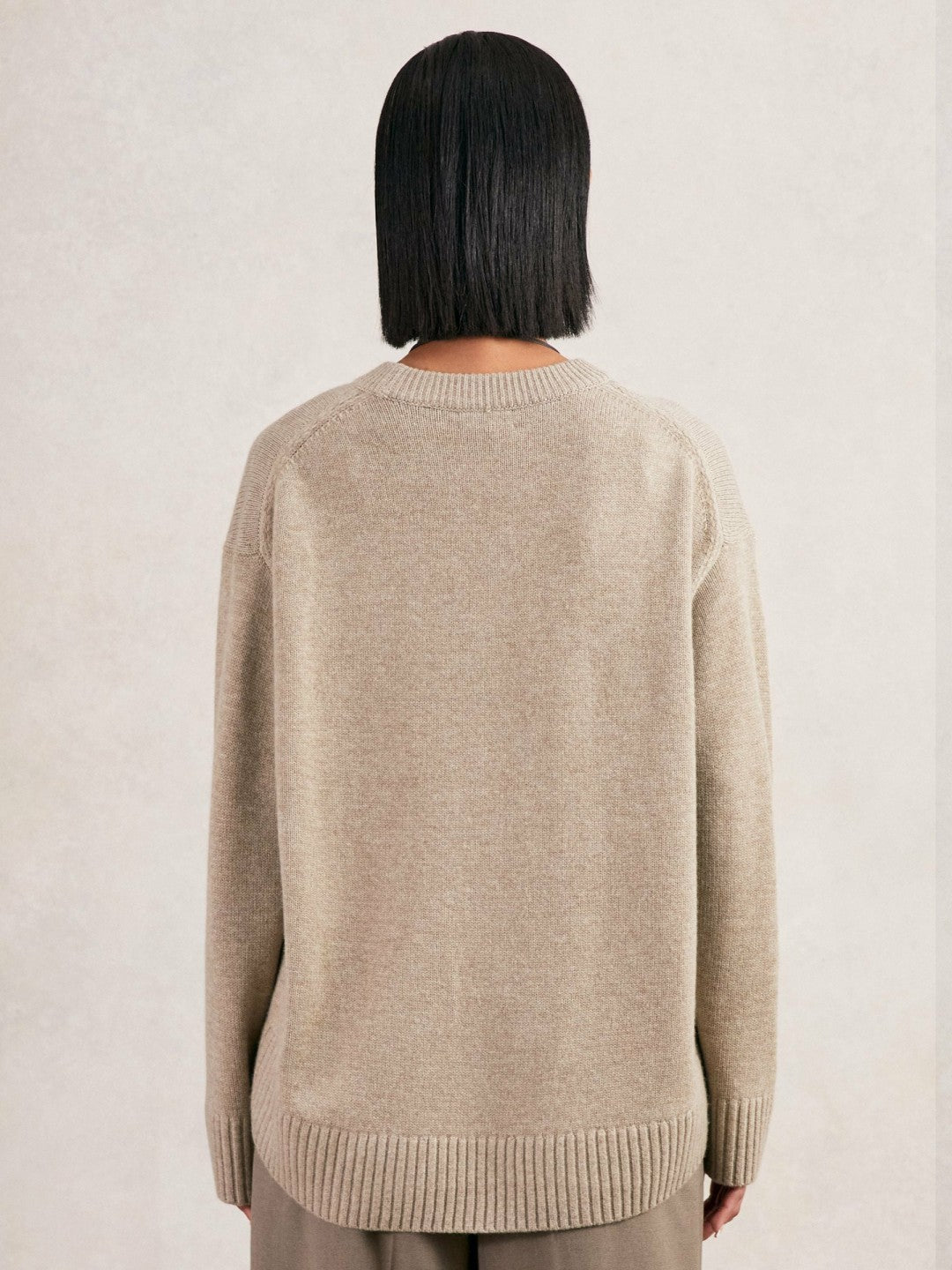 Wool-Cashmere Crew-Neck Jumper in Stone | Reiss Women Signature