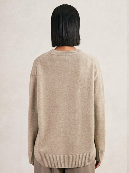 Wool-Cashmere Crew-Neck Jumper in Stone | Reiss Women Signature