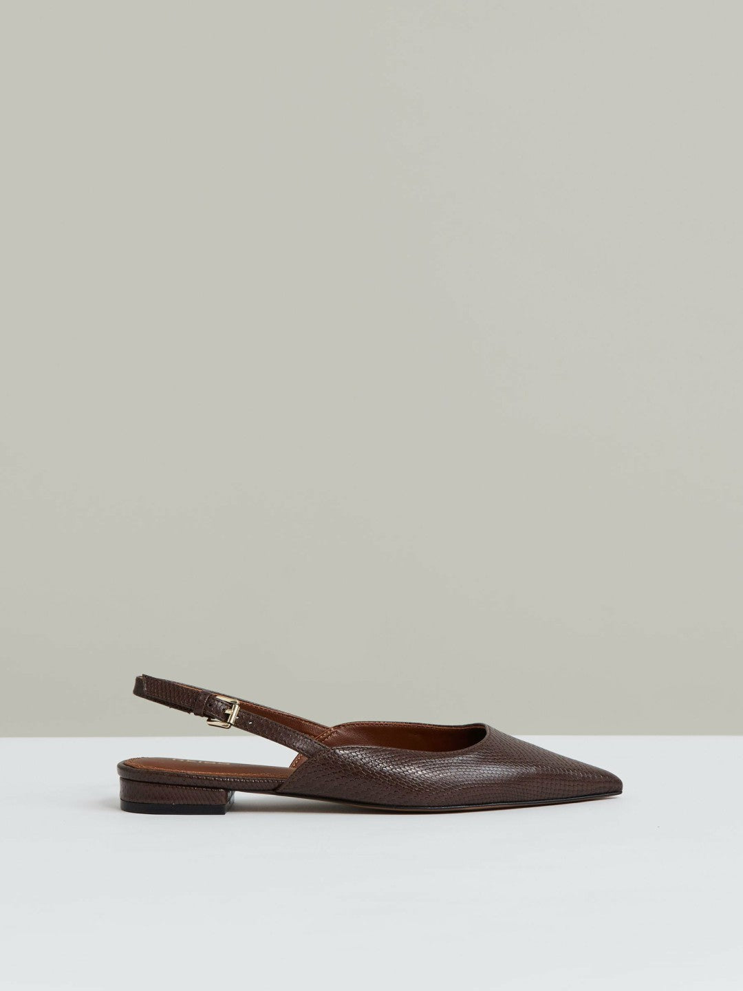 Leather Slingback Ballerina Pumps in Chocolate | Reiss Women New