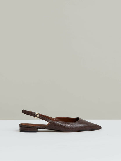 Leather Slingback Ballerina Pumps in Chocolate | Reiss Women New