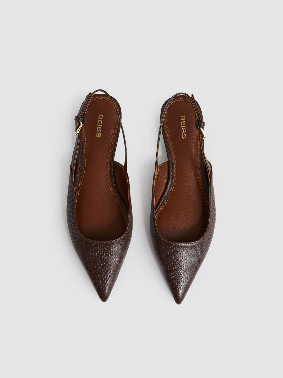Leather Slingback Ballerina Pumps in Chocolate | Reiss Women New