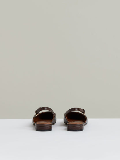 Leather Slingback Ballerina Pumps in Chocolate | Reiss Women New