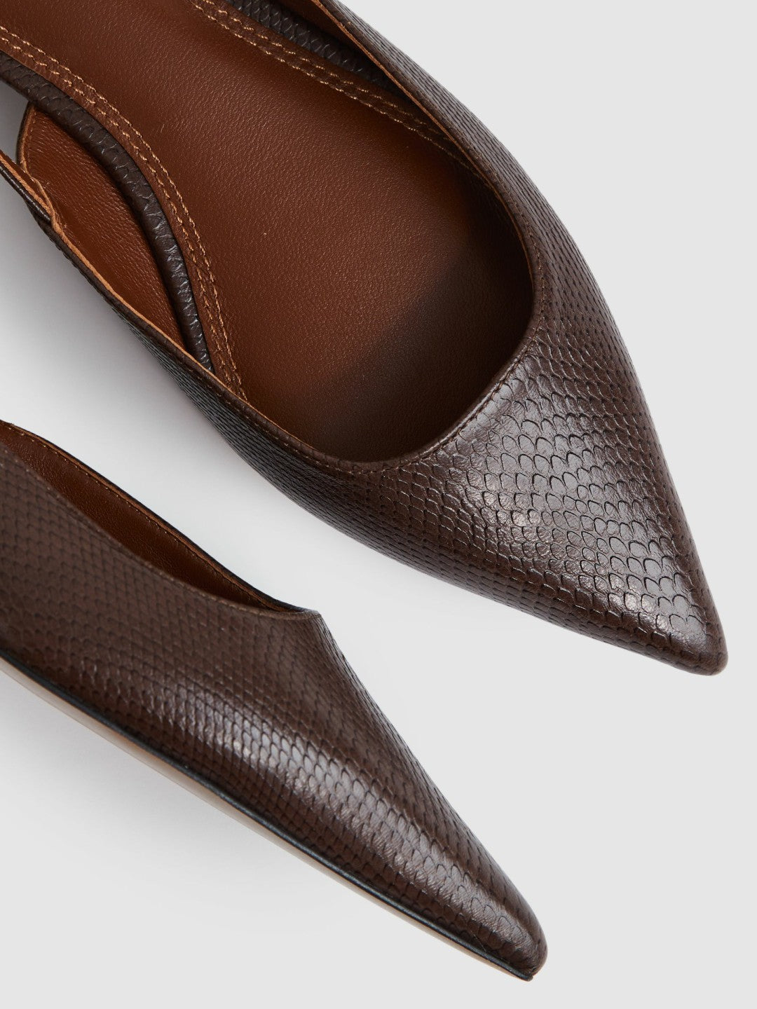 Leather Slingback Ballerina Pumps in Chocolate | Reiss Women New