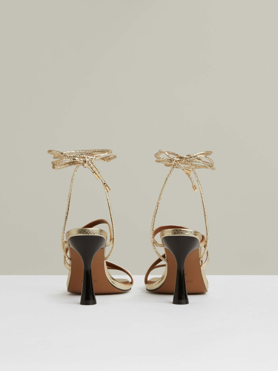 Leather Metallic Strappy Heeled Sandals in Gold | Reiss Women Premium