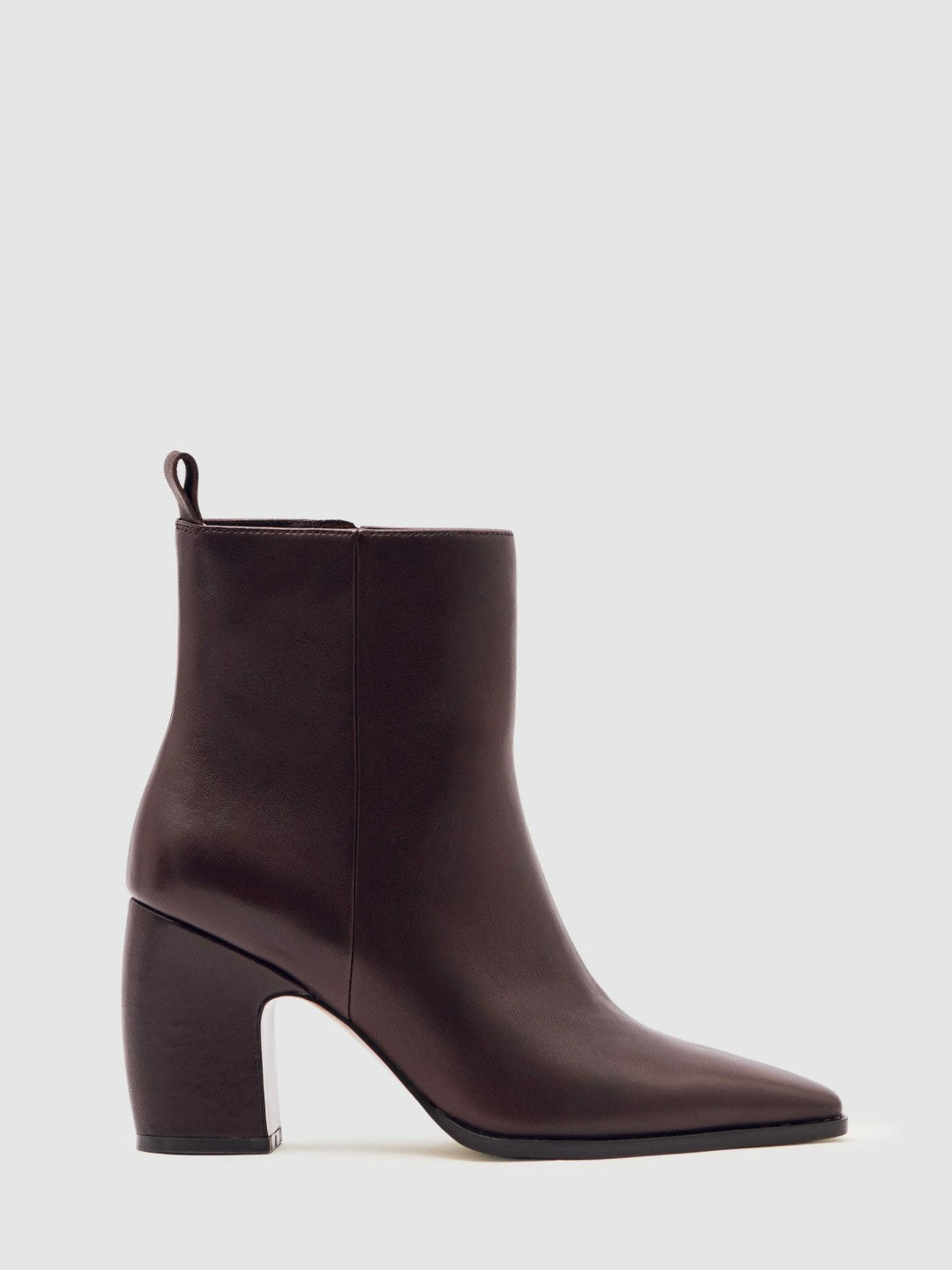 Leather Blocked Heel Ankle Boots in Oxblood | Reiss Women New