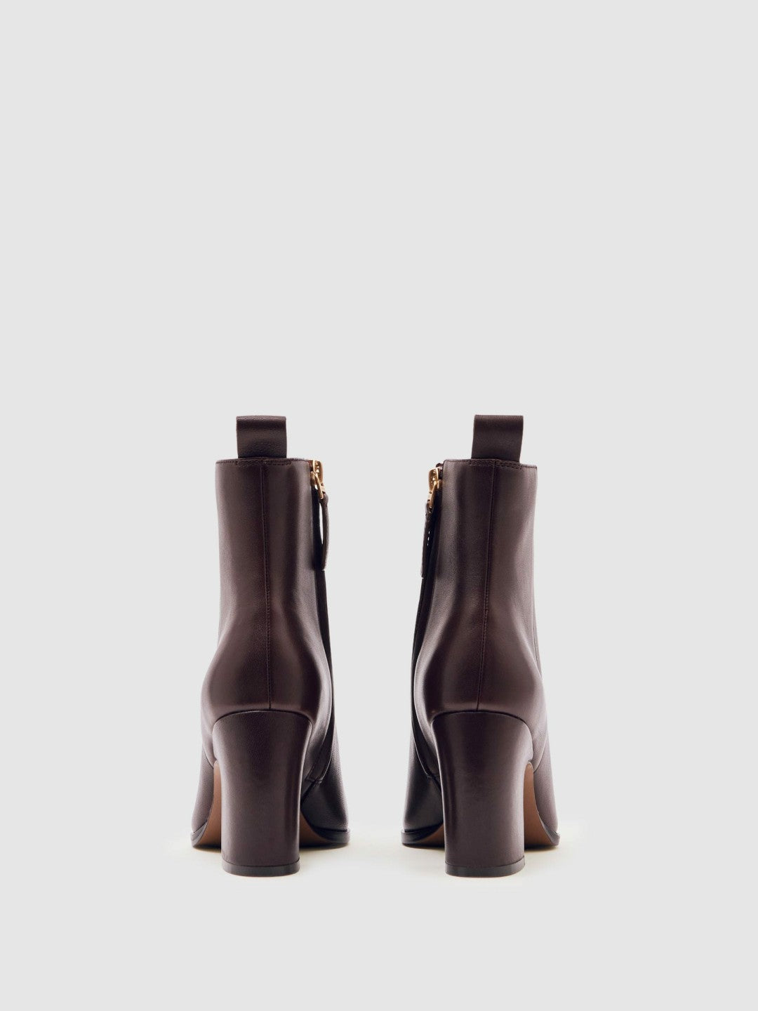 Leather Blocked Heel Ankle Boots in Oxblood | Reiss Women New
