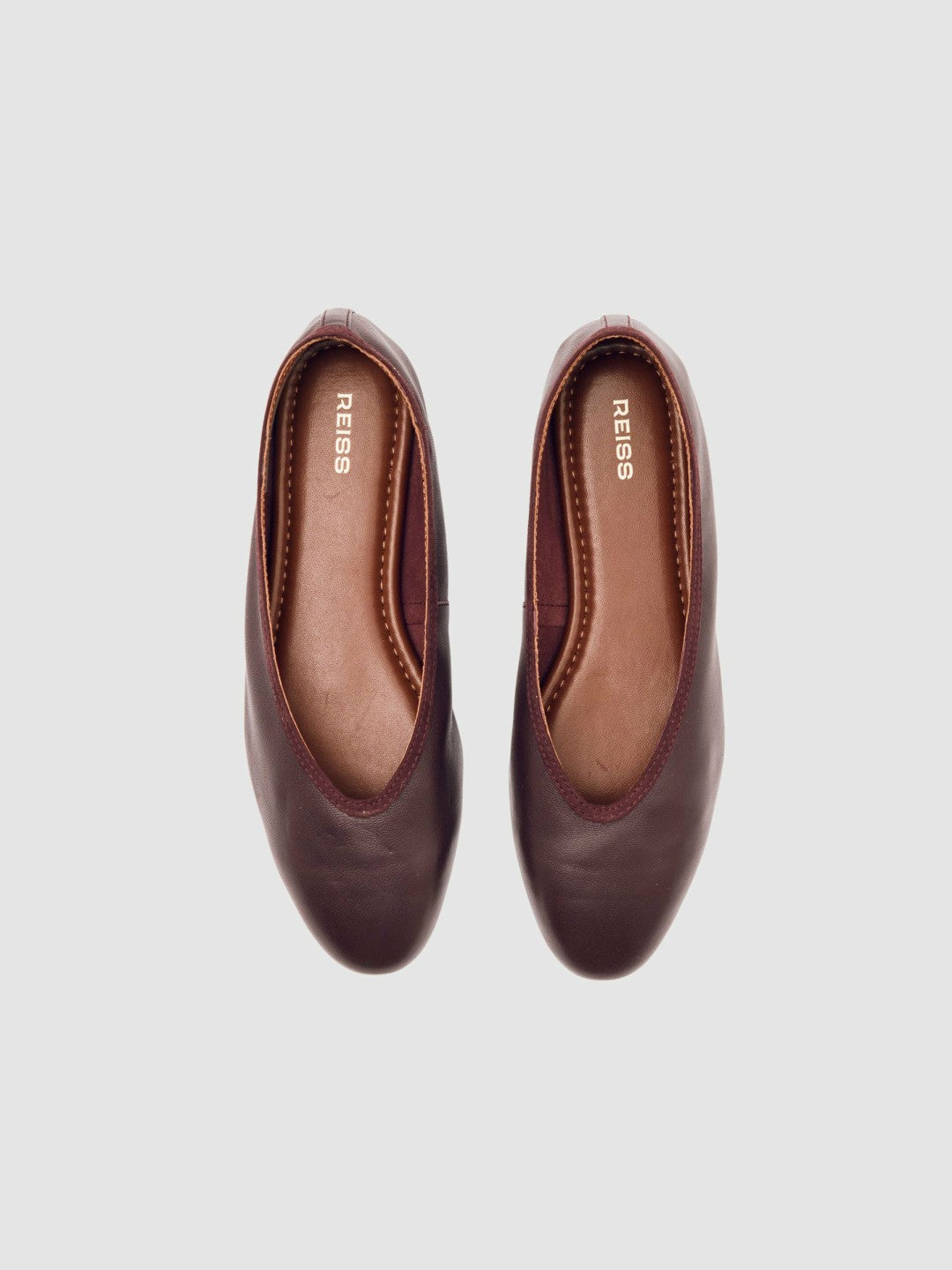 Nappa Leather Ballet Flats in Oxblood | Reiss Women Popular