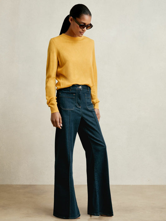 Merino Wool Crew-Neck Jumper in Yellow | Reiss Women Popular