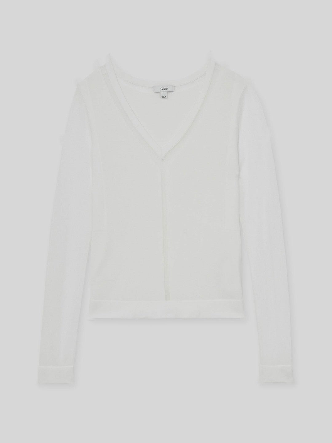 Sheer-Detail V-Neck Top in White | Reiss Women Popular
