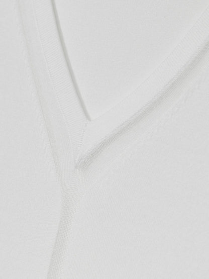 Sheer-Detail V-Neck Top in White | Reiss Women Popular