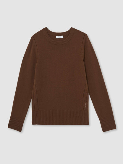 Wool-Blend Open-Stitch Jumper with Cashmere in Toffee Brown | Reiss Women Recommended