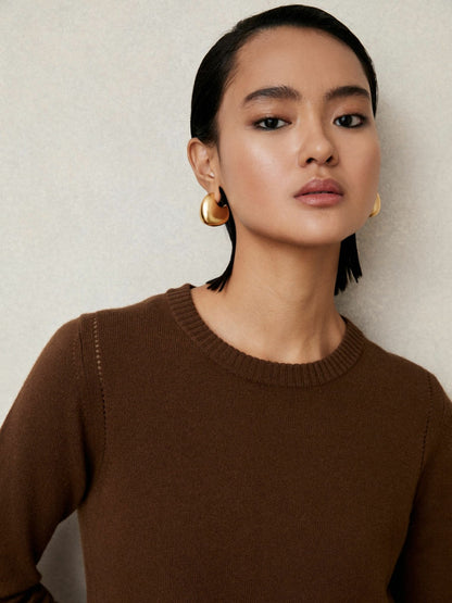 Wool-Blend Open-Stitch Jumper with Cashmere in Toffee Brown | Reiss Women Recommended