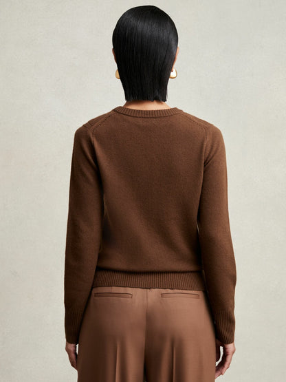 Wool-Blend Open-Stitch Jumper with Cashmere in Toffee Brown | Reiss Women Recommended