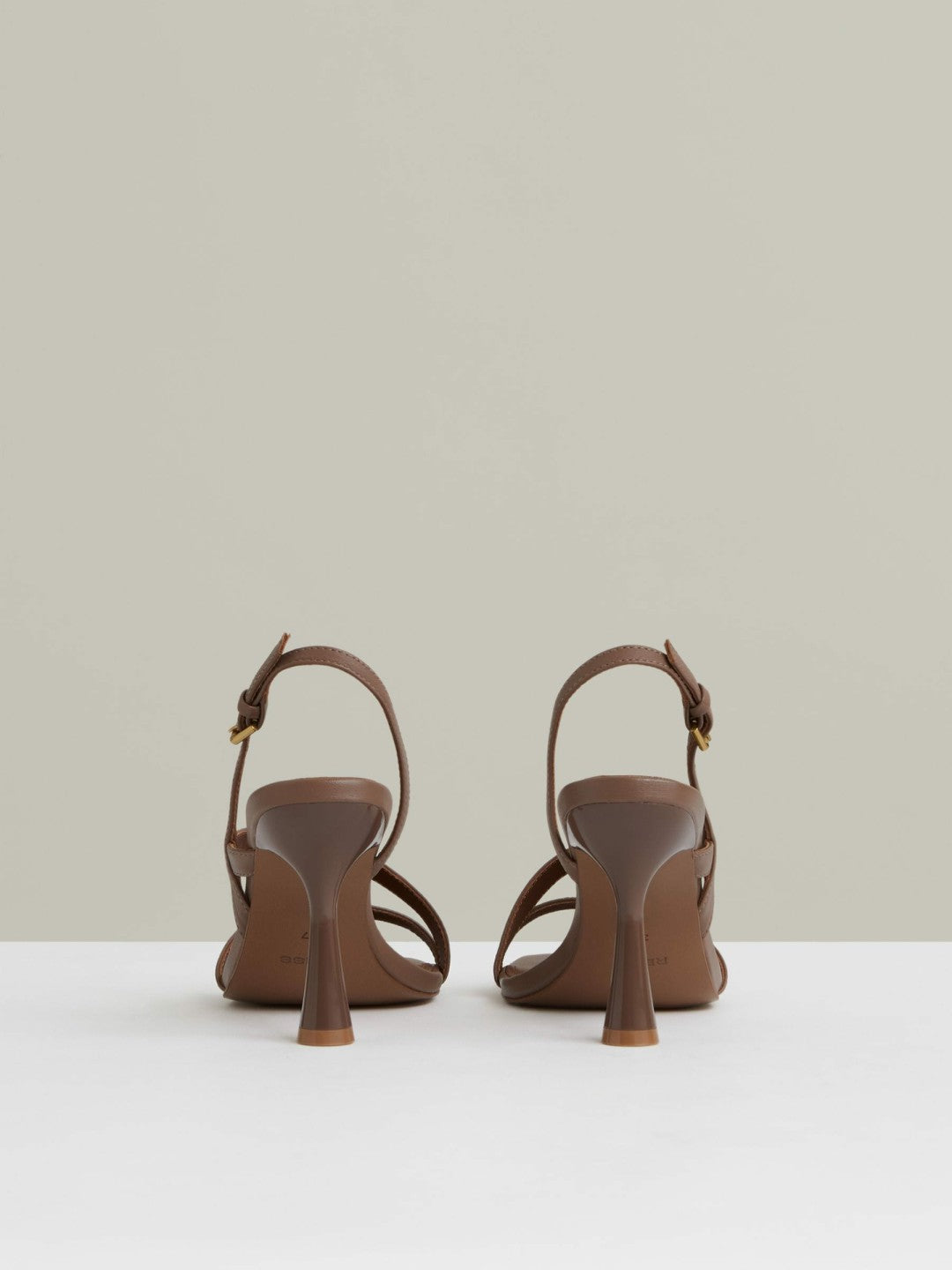 Leather Cross-Strap Heeled Sandals in Neutral | Reiss Women Exclusive
