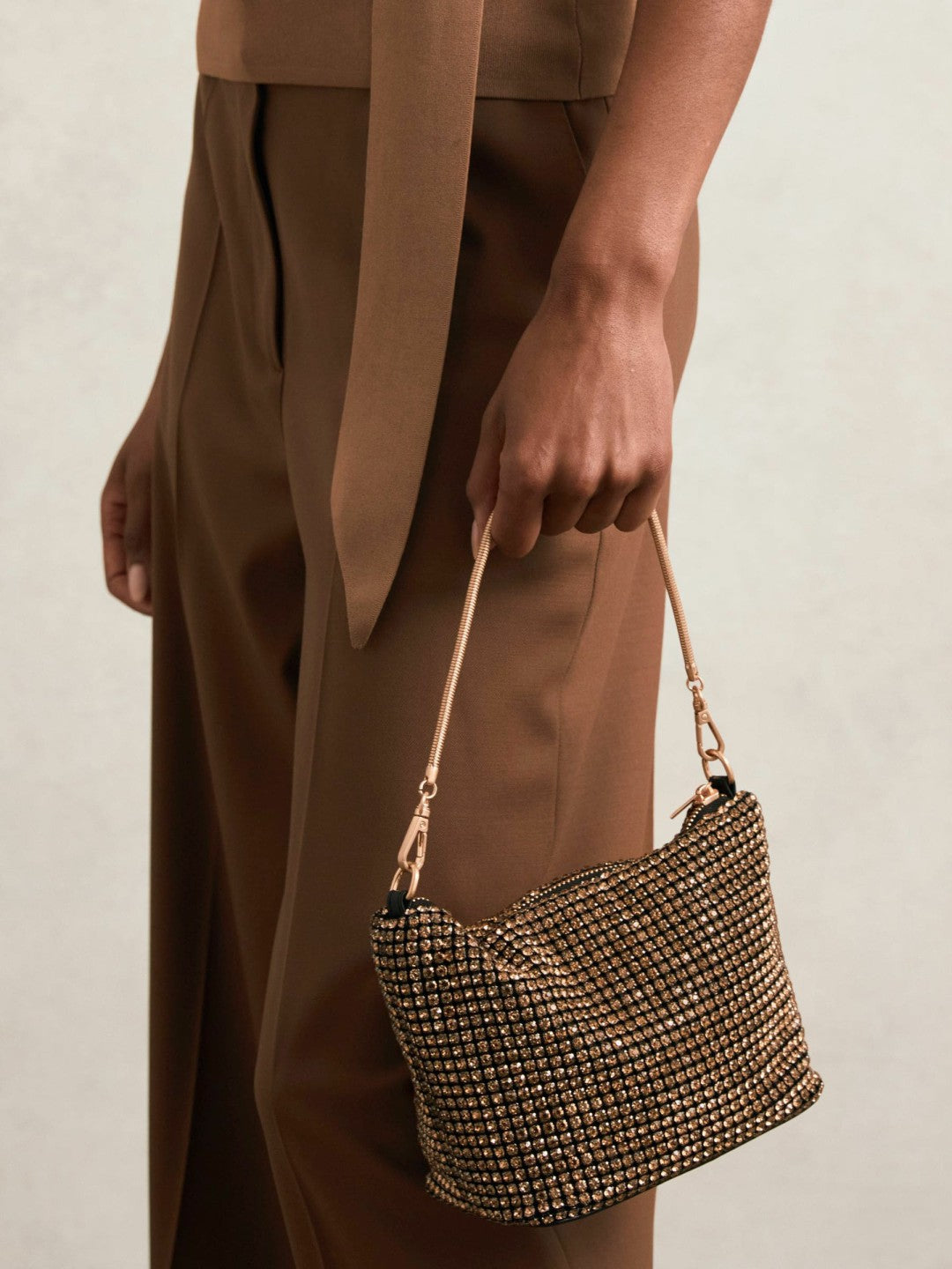 Crystal Bracelet Pouch Bag in Gold | Reiss Women Exclusive