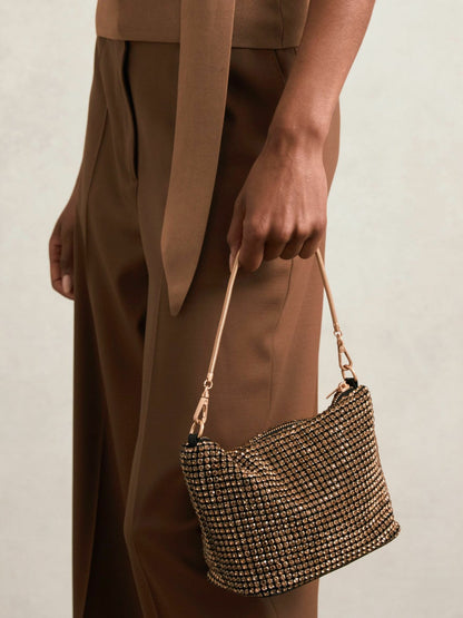 Crystal Bracelet Pouch Bag in Gold | Reiss Women Exclusive