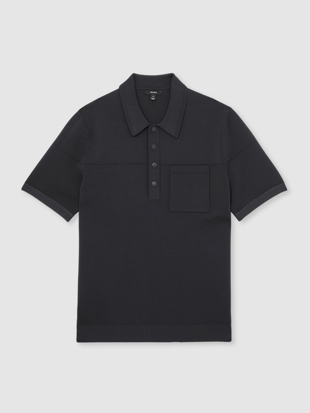 Press-Stud Seam-Detail Polo Shirt in Navy | Reiss Men Best Seller
