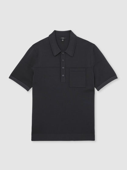 Press-Stud Seam-Detail Polo Shirt in Navy | Reiss Men Best Seller
