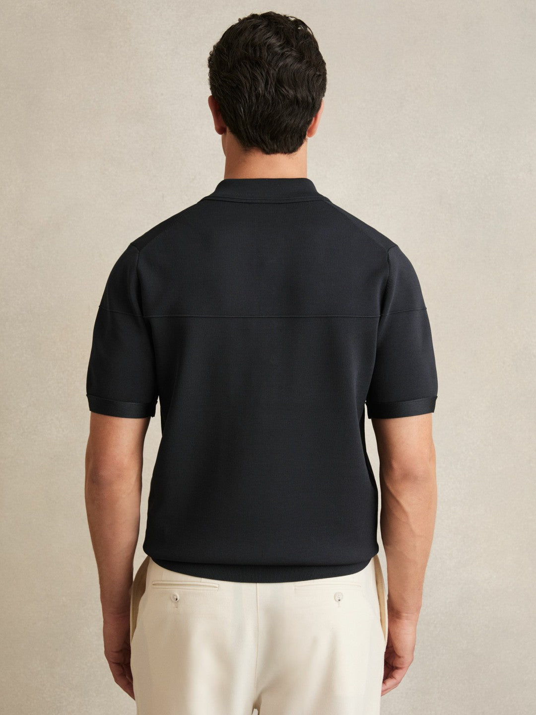 Press-Stud Seam-Detail Polo Shirt in Navy | Reiss Men Best Seller