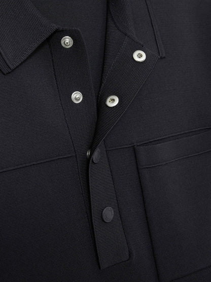 Press-Stud Seam-Detail Polo Shirt in Navy | Reiss Men Best Seller