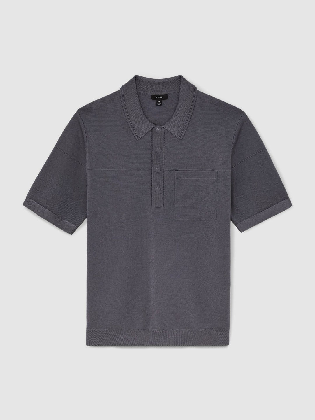 Press-Stud Seam-Detail Polo Shirt in Airforce Blue | Reiss Men Signature