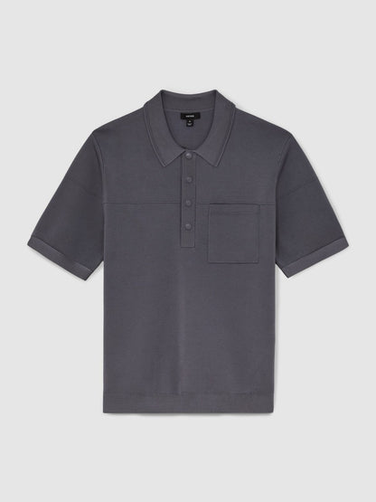 Press-Stud Seam-Detail Polo Shirt in Airforce Blue | Reiss Men Signature