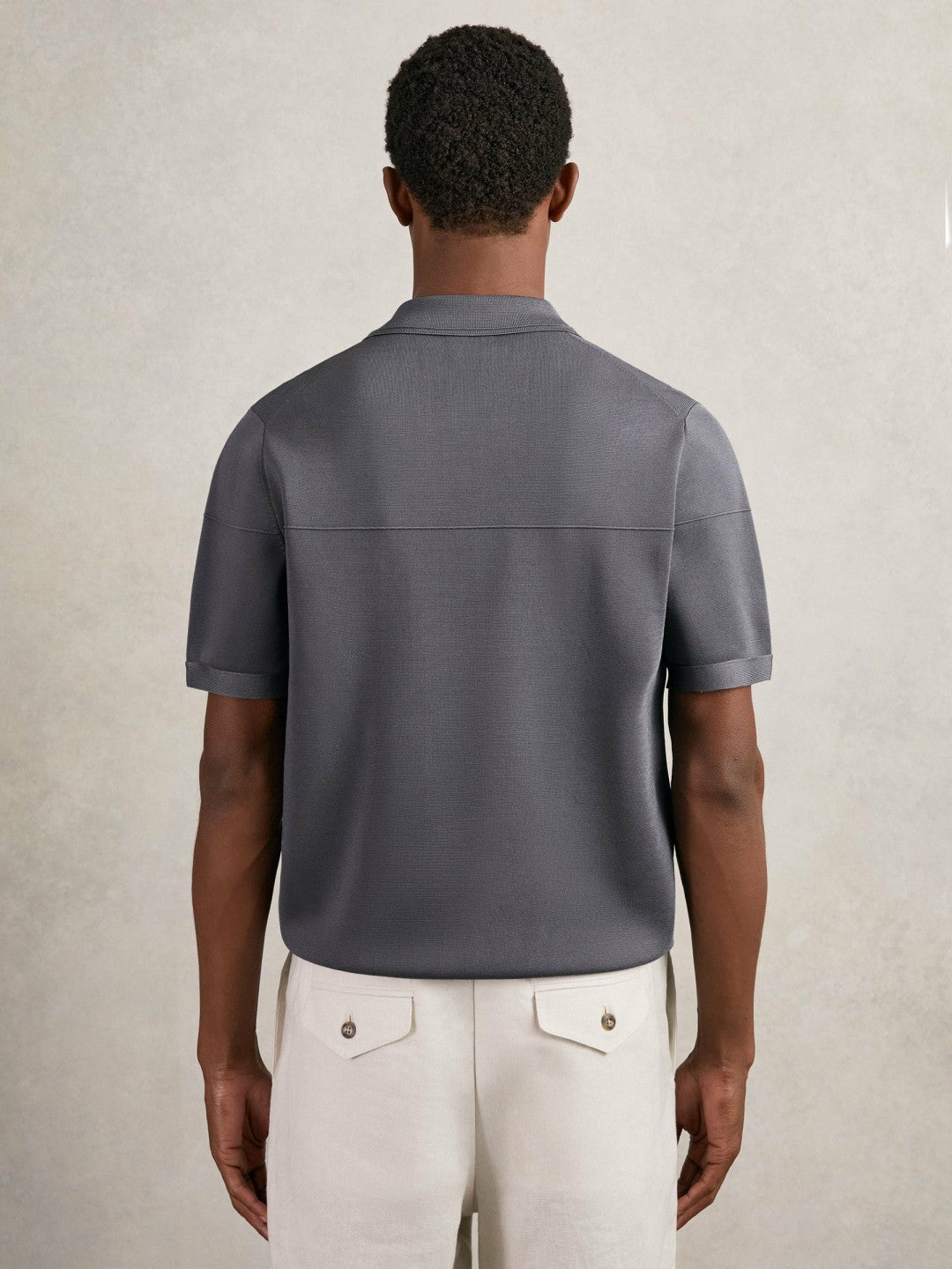 Press-Stud Seam-Detail Polo Shirt in Airforce Blue | Reiss Men Signature