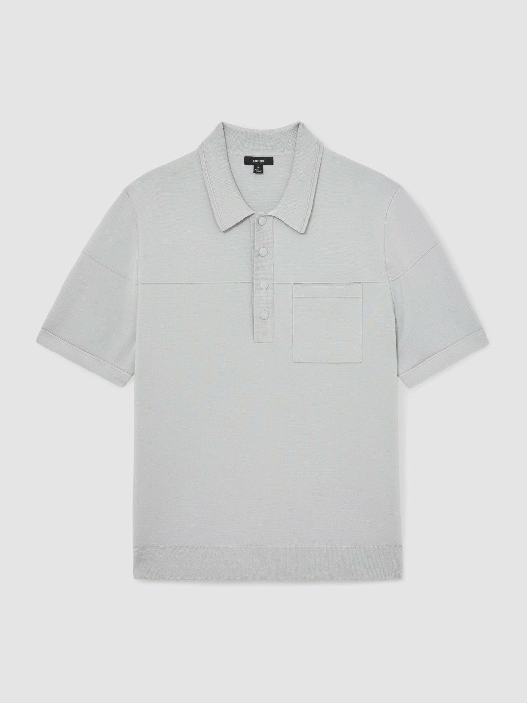 Press-Stud Seam-Detail Polo Shirt in Ice Grey | Reiss Men Exclusive