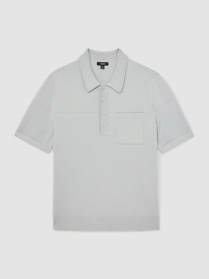 Press-Stud Seam-Detail Polo Shirt in Ice Grey | Reiss Men Exclusive