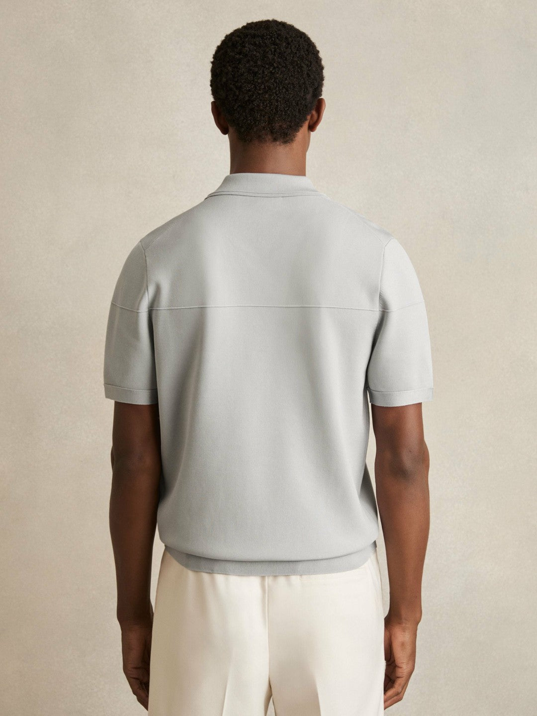 Press-Stud Seam-Detail Polo Shirt in Ice Grey | Reiss Men Exclusive