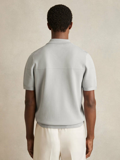 Press-Stud Seam-Detail Polo Shirt in Ice Grey | Reiss Men Exclusive