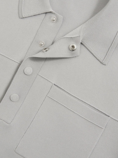 Press-Stud Seam-Detail Polo Shirt in Ice Grey | Reiss Men Exclusive
